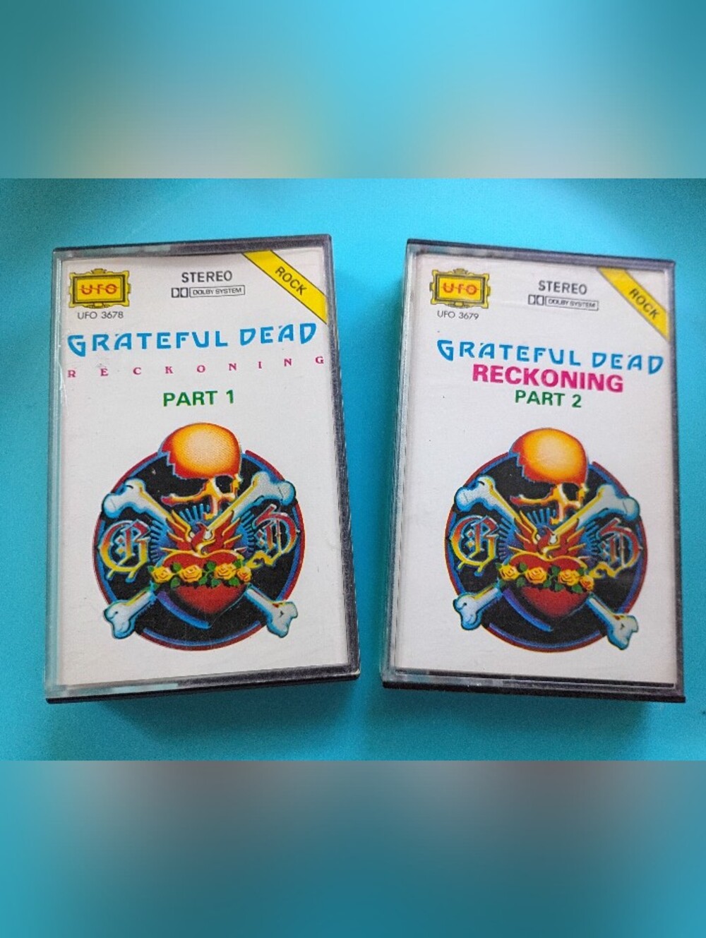 Grateful Dead Reckoning Cassette Pair - White with Multicolor Skull Art